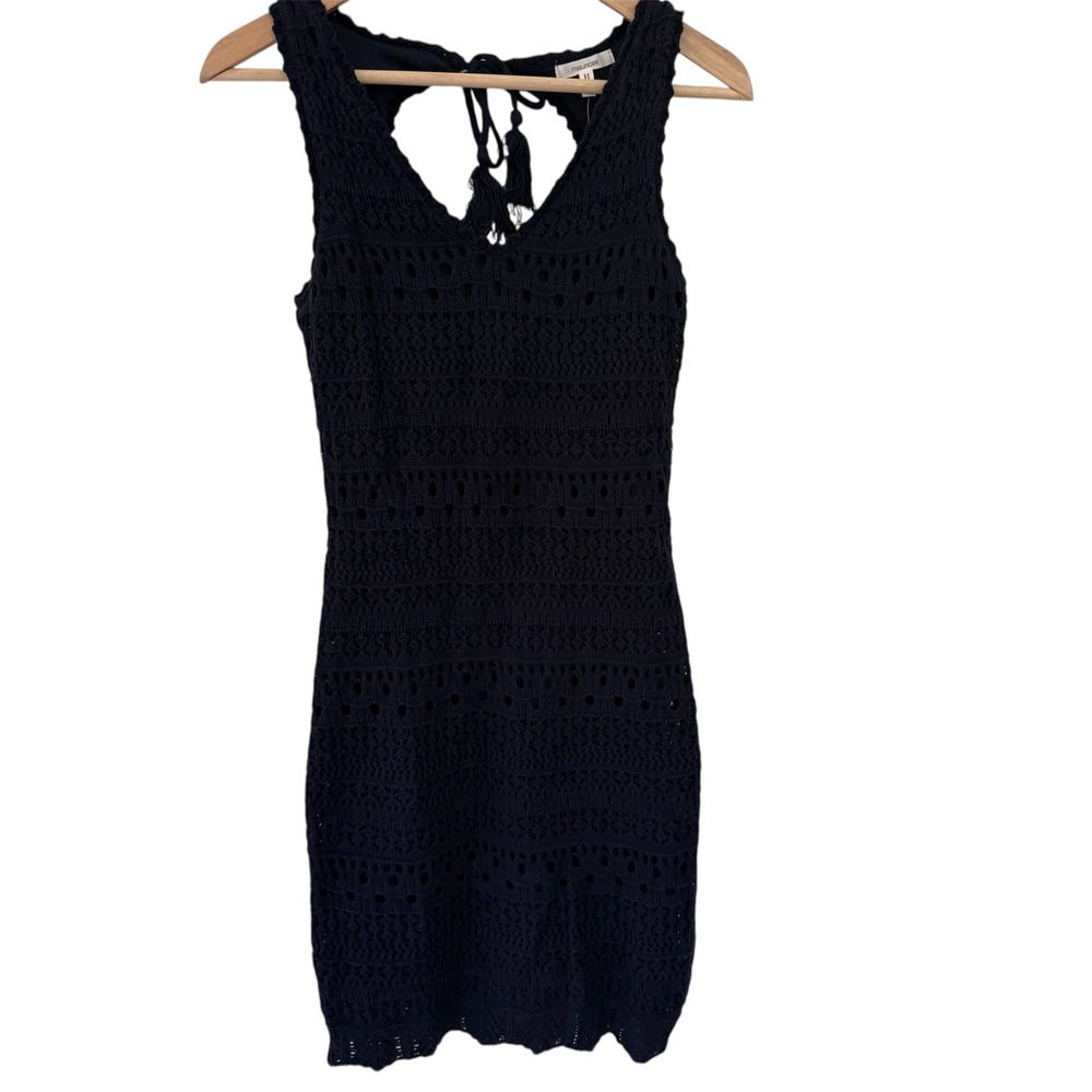 maurices Black Crochet Knit Sleeveless Tie Back Mini Dress Womens‎ XS